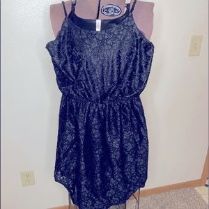 Xhilaration Black adjustable spaghetti strap lacy dress with satin underlay